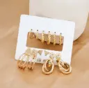Trendy Gold Earrings Set 💛✨ | 9-in-1 Hoops & Studs Collection
