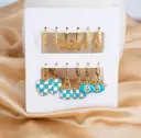 Blue & Gold Charm Earring Set 💙🦋🔒 | 6 Pairs Combo