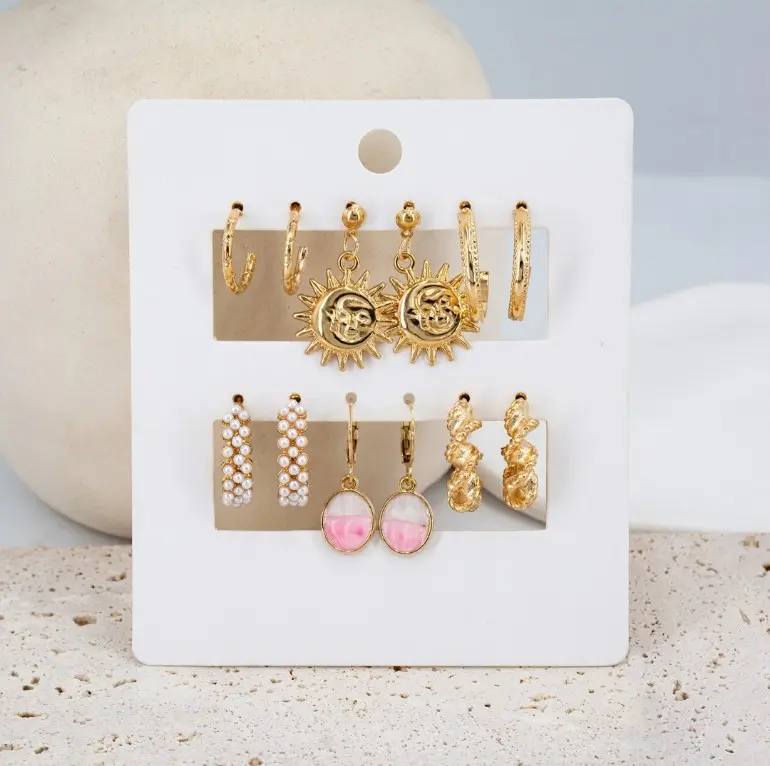 Golden Sun & Moon Earring Set 🌞🌙✨ | 6 Pairs Combo
