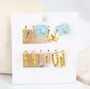 Blue Butterfly & Pearl Hoop Earring Set 🦋💙✨ | 6 Pairs Combo