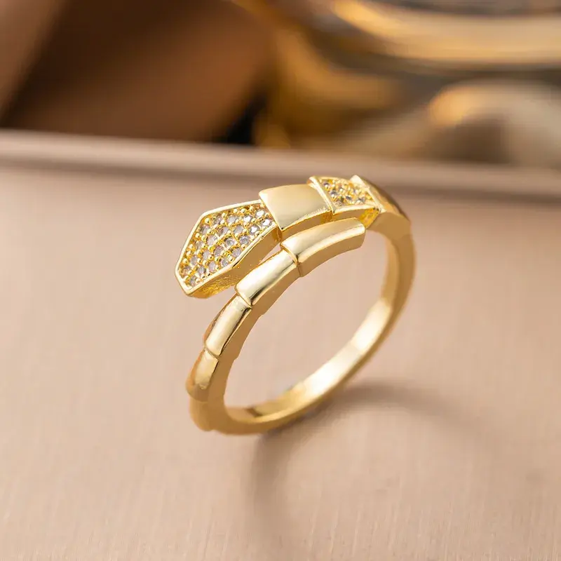 Gold/Silver Plated Snake-Inspired Crystal Ring ✨ | Bold Designer Statement Ring
