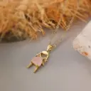 Gold Plated Cute Boy & Girl Pendant Necklace 💖 | Pink & Blue Crystal Charm