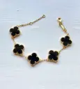 Luxury Black Clover 🍀 Gold-Plated Bracelet – Elegant Charm for Every Occasion