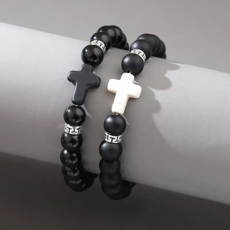 Cross Beaded Bracelet Set
