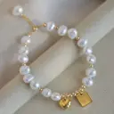 Luxury Freshwater Pearl Bracelet with Gold Charms 🤍✨