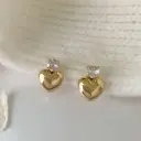 Golden Heart Stud Earrings with Crystal Accent 💖✨