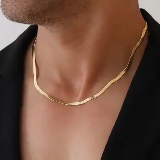 ✨ Men’s Snake Chain  | 18K Gold Plated 💛 | Anti-Tarnish | Bold & Stylish Jewelry for Him 👑
