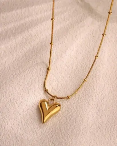 Golden Heart Charm Necklace 💖 | Minimal Love Pendant for Everyday Elegance