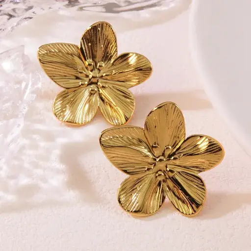 Golden Blossom Stud Earrings