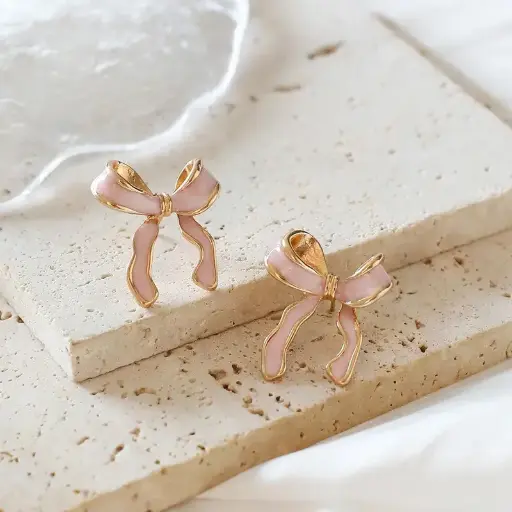 Pink Bow Knot Earrings