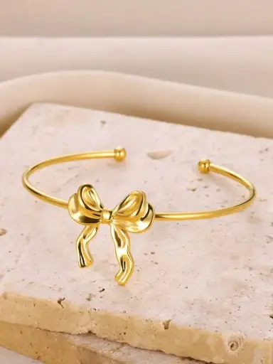 Golden Bow Bangle Bracelet 🎀✨