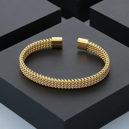 Classic Woven Cuff Bracelet – Gold ✨