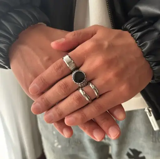 Men’s Vintage Silver Ring Set 🖤💍