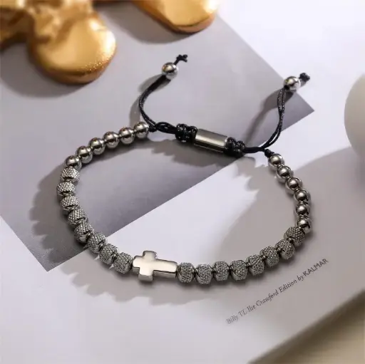 Adjustable Beaded Bracelet with Cross Charm ✝️✨