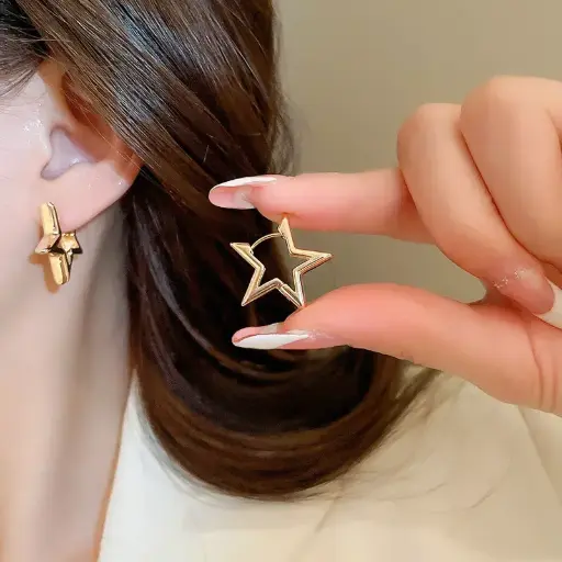 Golden Star Hoop Earrings ⭐✨