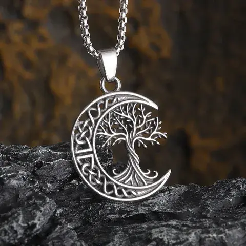 Moon & Tree of Life Pendant Necklace 🌙🌳✨