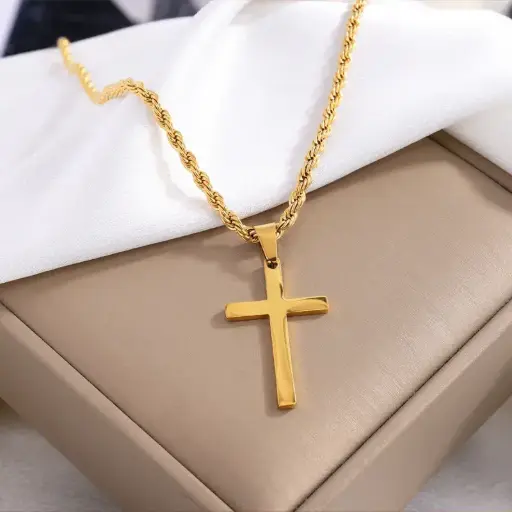 Golden Grace Cross Pendant Chain