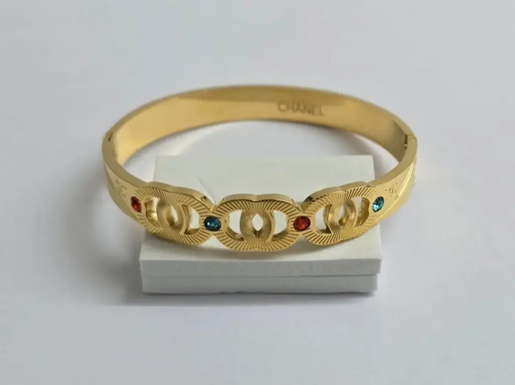 Chanel Inspired Crystal Accent Bracelet – 18K Gold Plated (Anti-Tarnish)